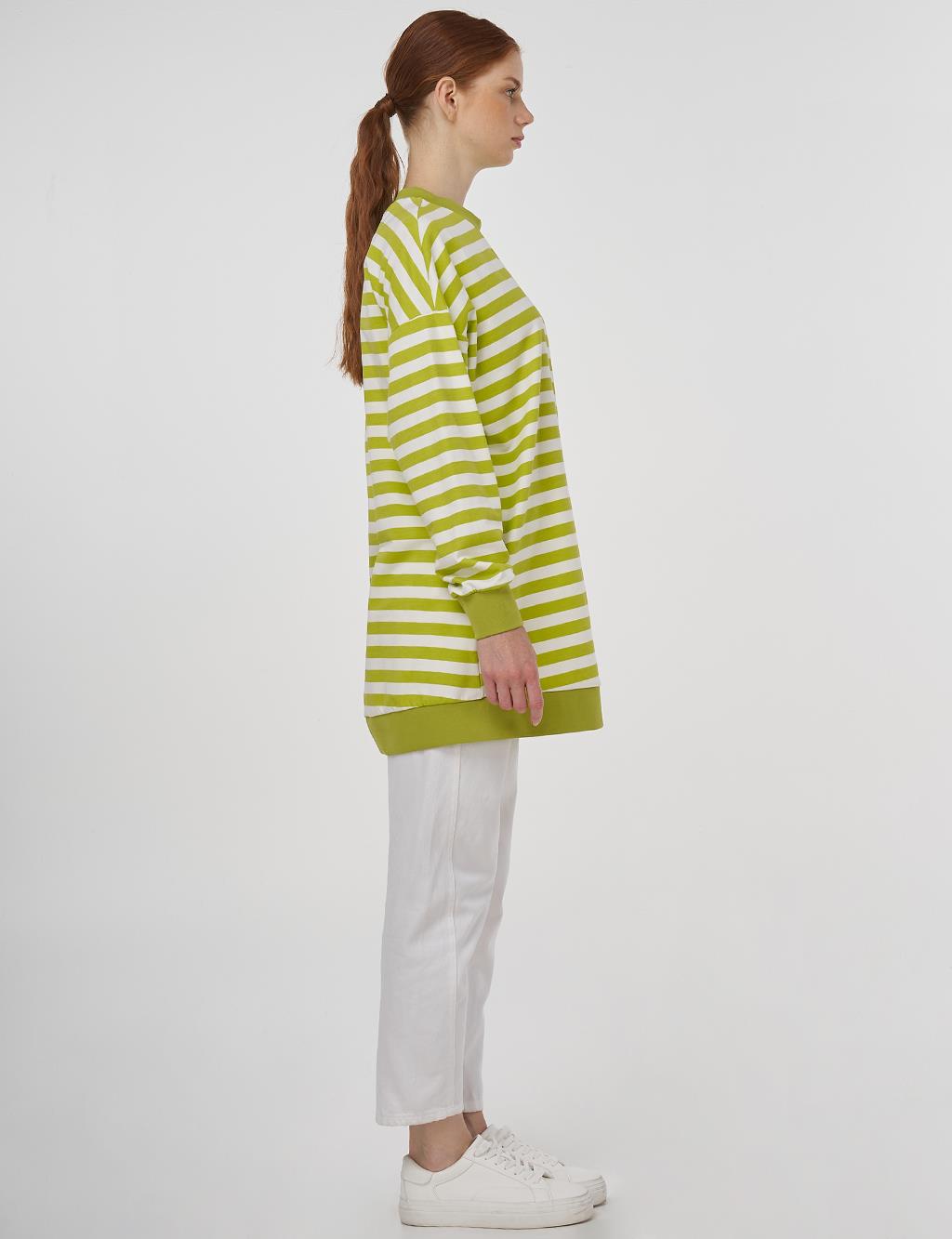 Crew Neck Cotton Sweatshirt Pistachio Green
