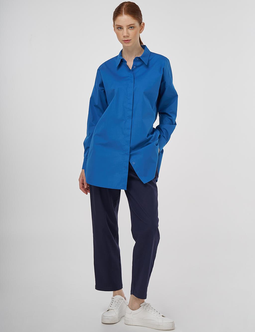 Relaxed Fit Cotton Tunic Blue