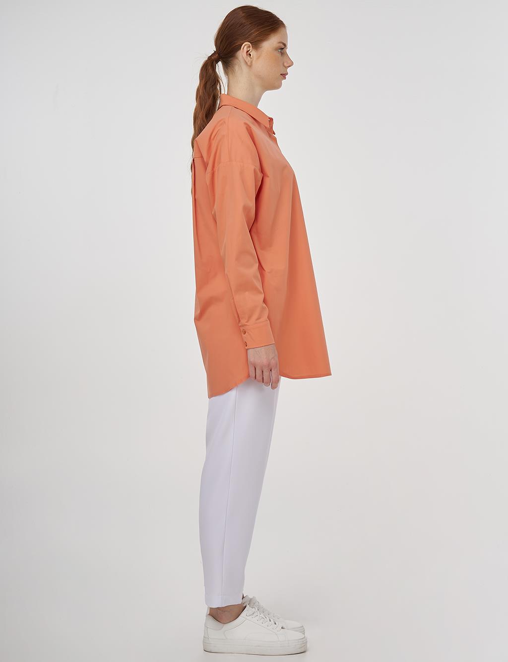 Relaxed Fit Cotton Tunic Peach 