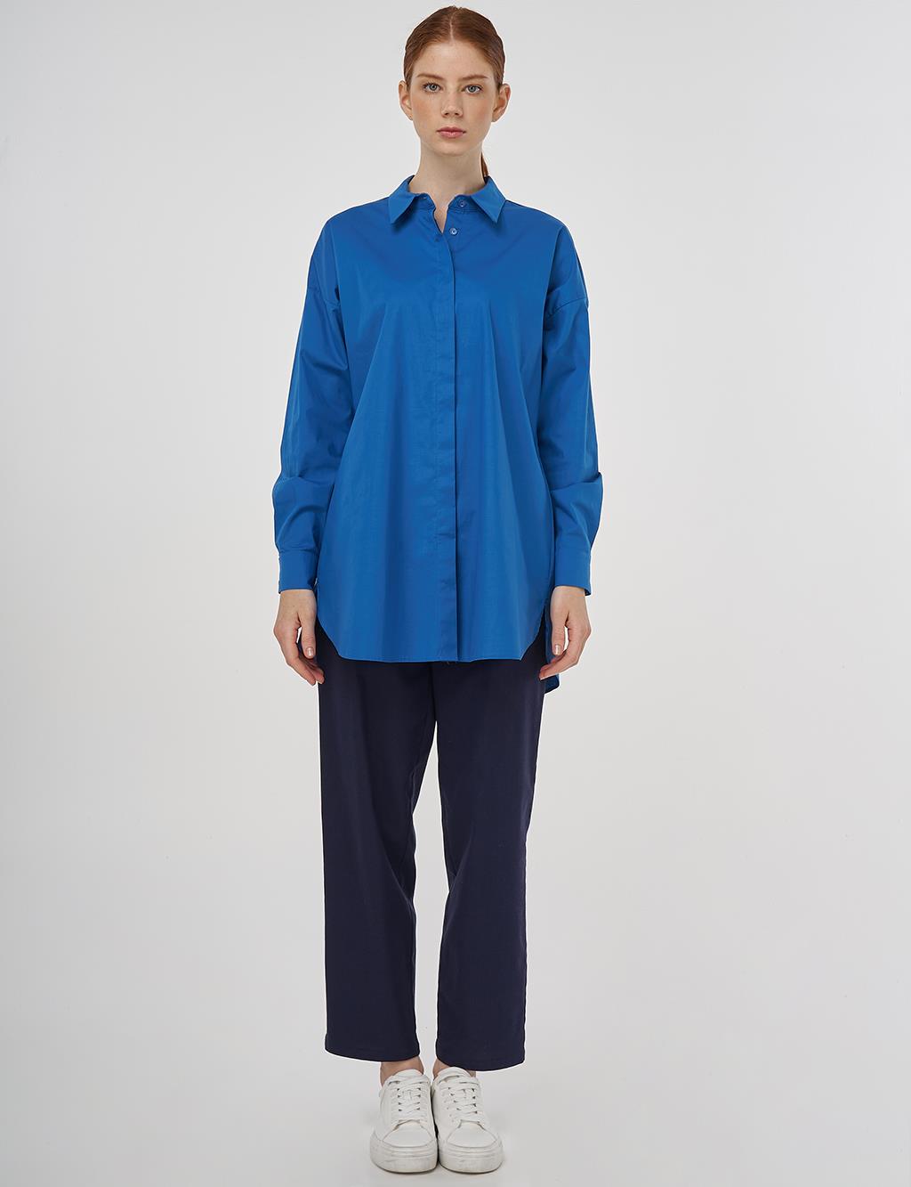 Relaxed Fit Cotton Tunic Blue