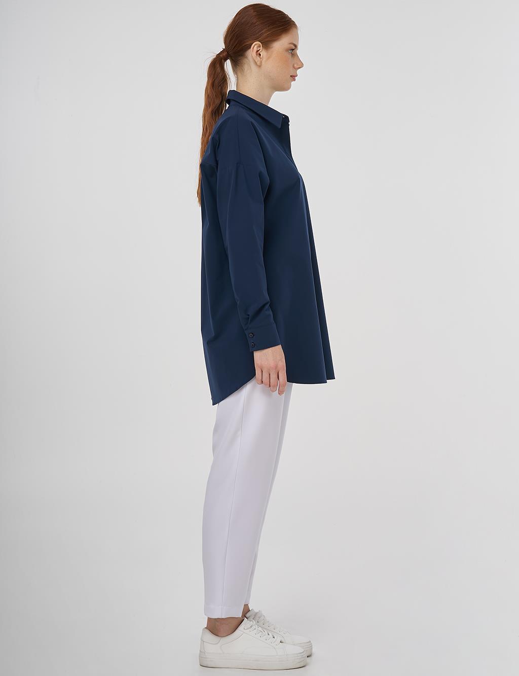 Relaxed Fit Cotton Tunic Dark Navy 