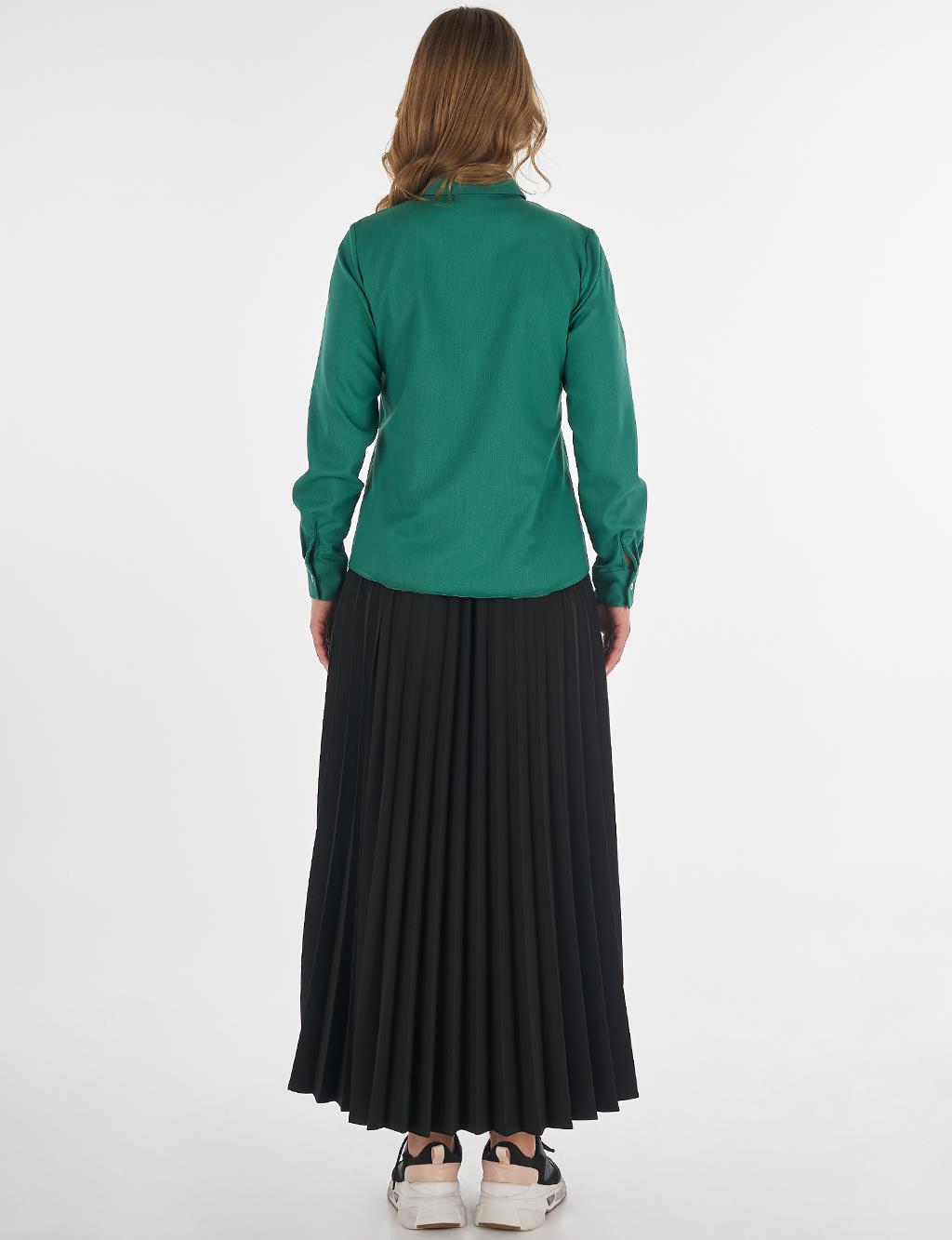 Shirt Collar Blouse - Green