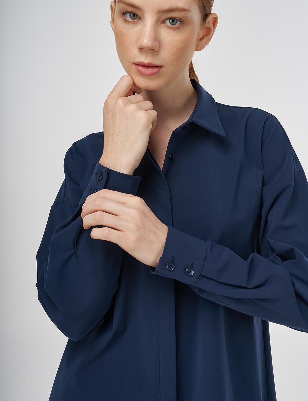 Relaxed Fit Cotton Tunic Dark Navy 