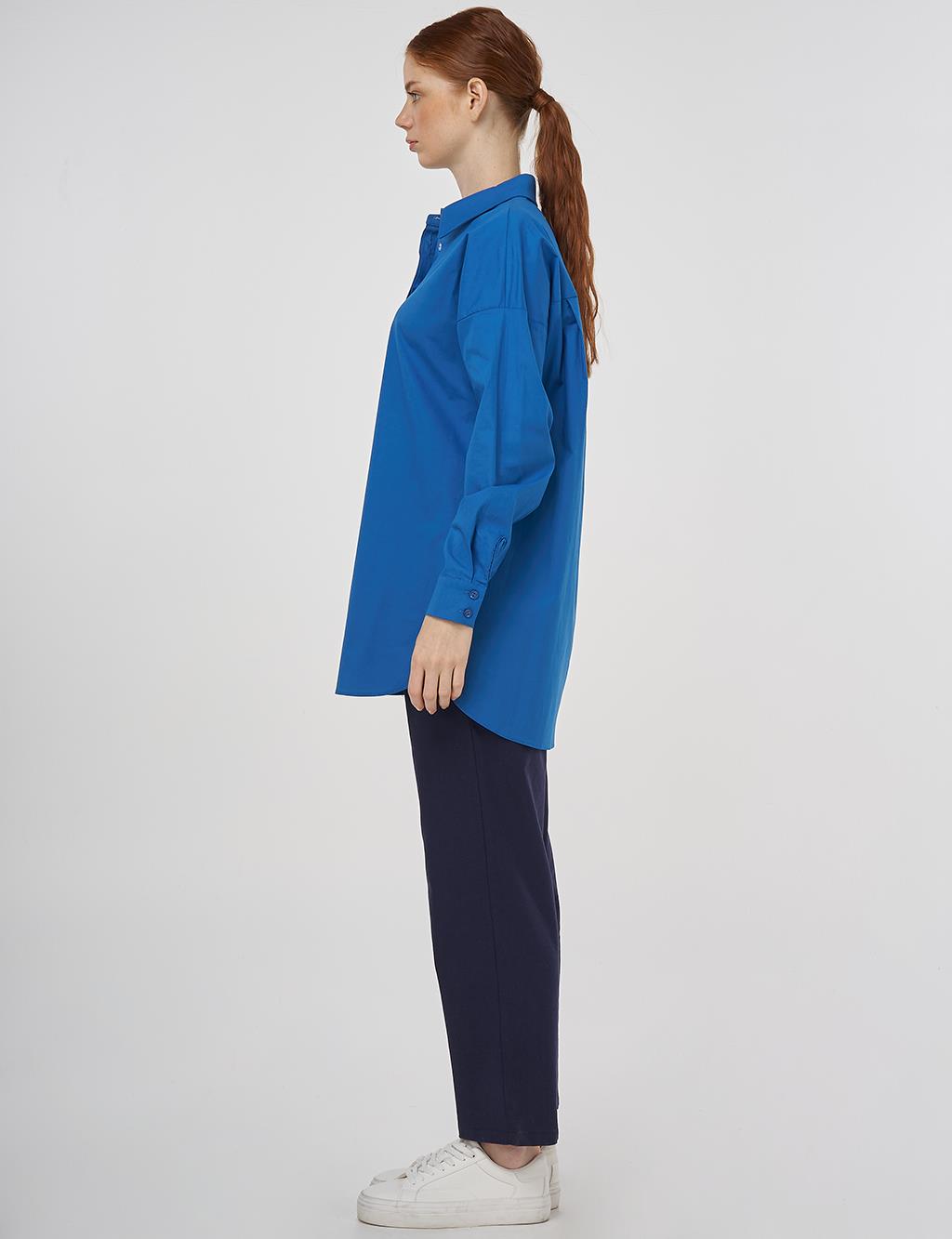 Relaxed Fit Cotton Tunic Blue