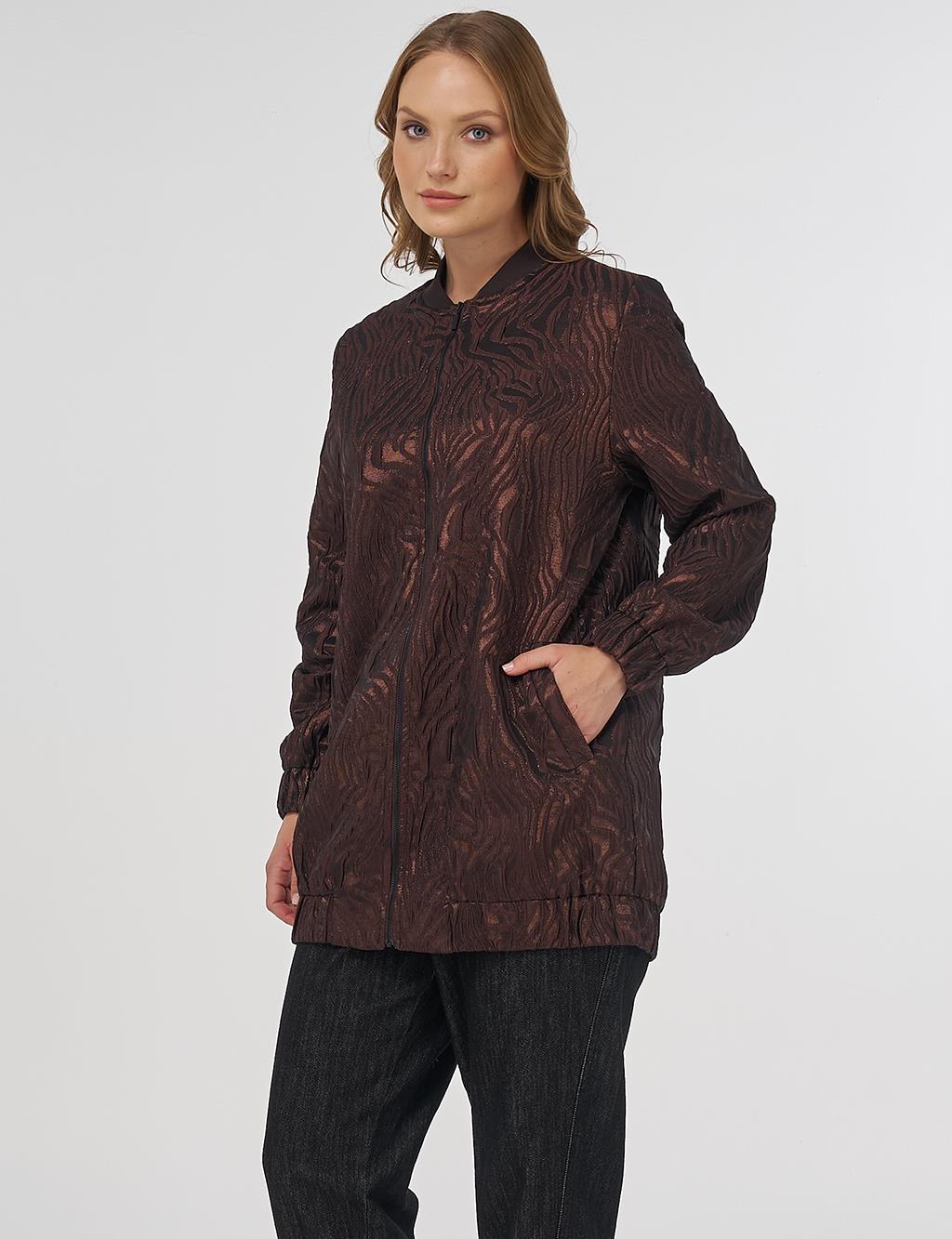 Jacquard Basic Jacket - Brown