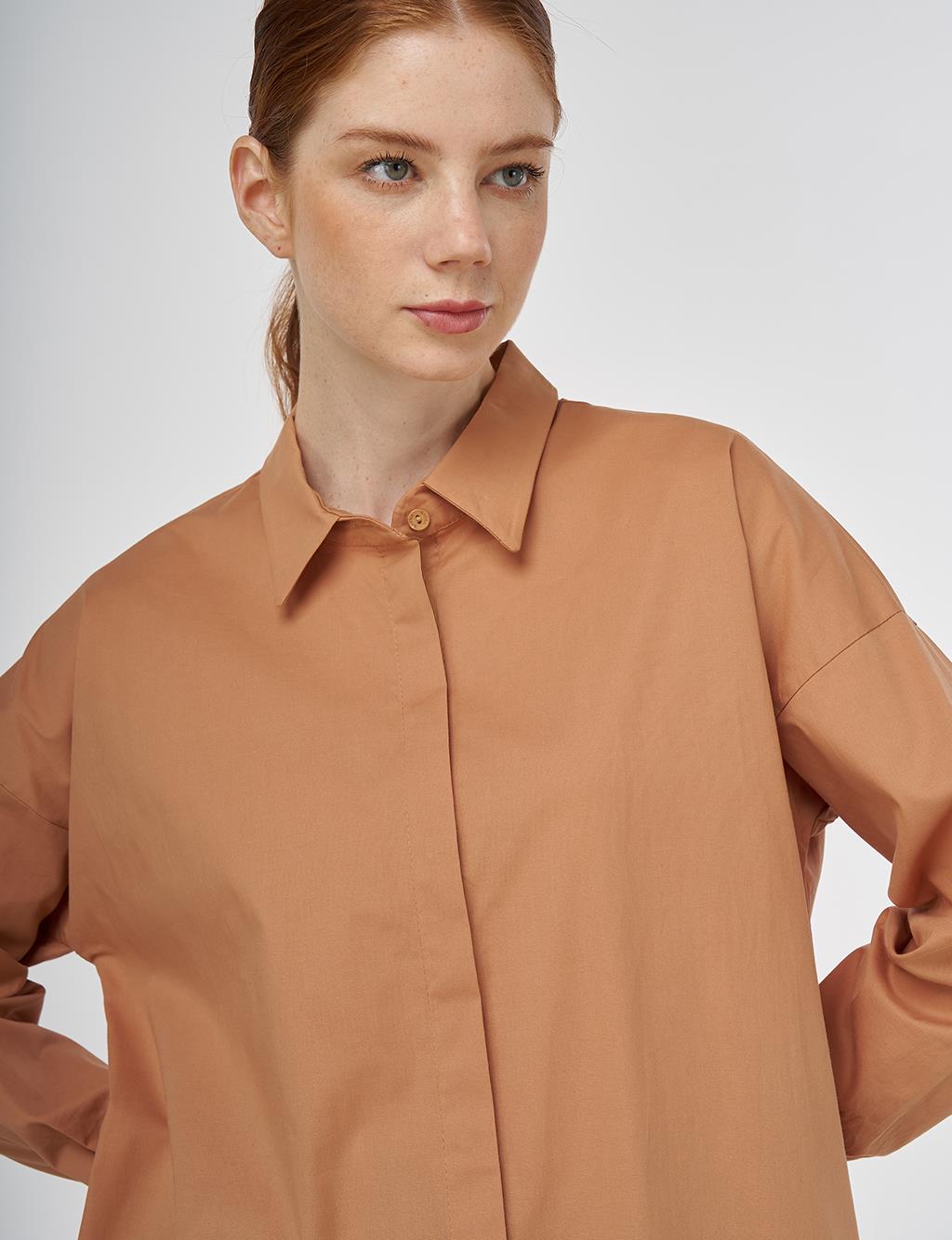 Relaxed Fit Cotton Tunic Camel