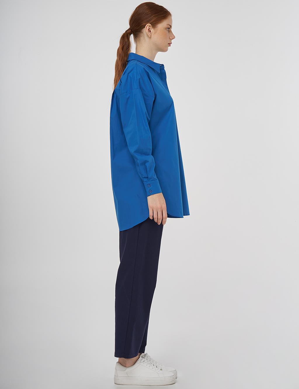Relaxed Fit Cotton Tunic Blue