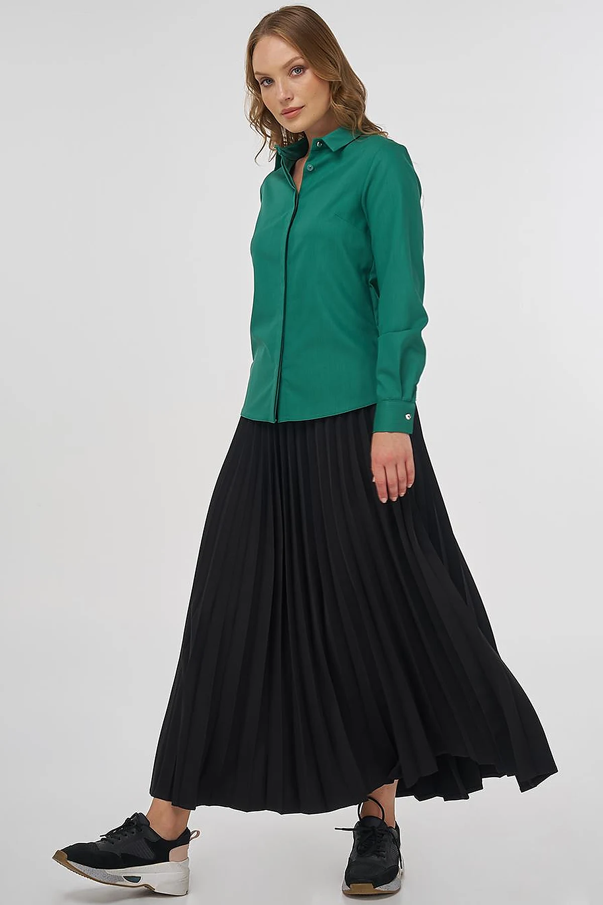 Shirt Collar Blouse - Green