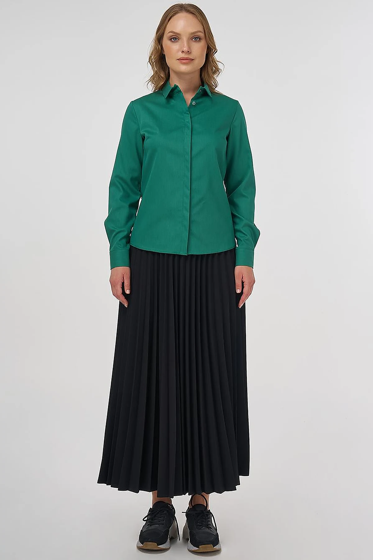 Shirt Collar Blouse - Green