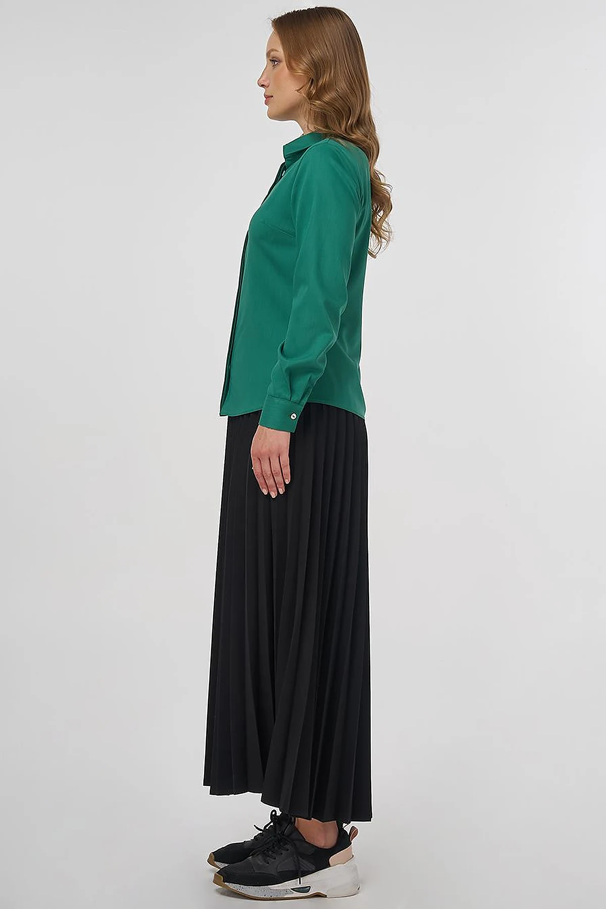 Shirt Collar Blouse - Green