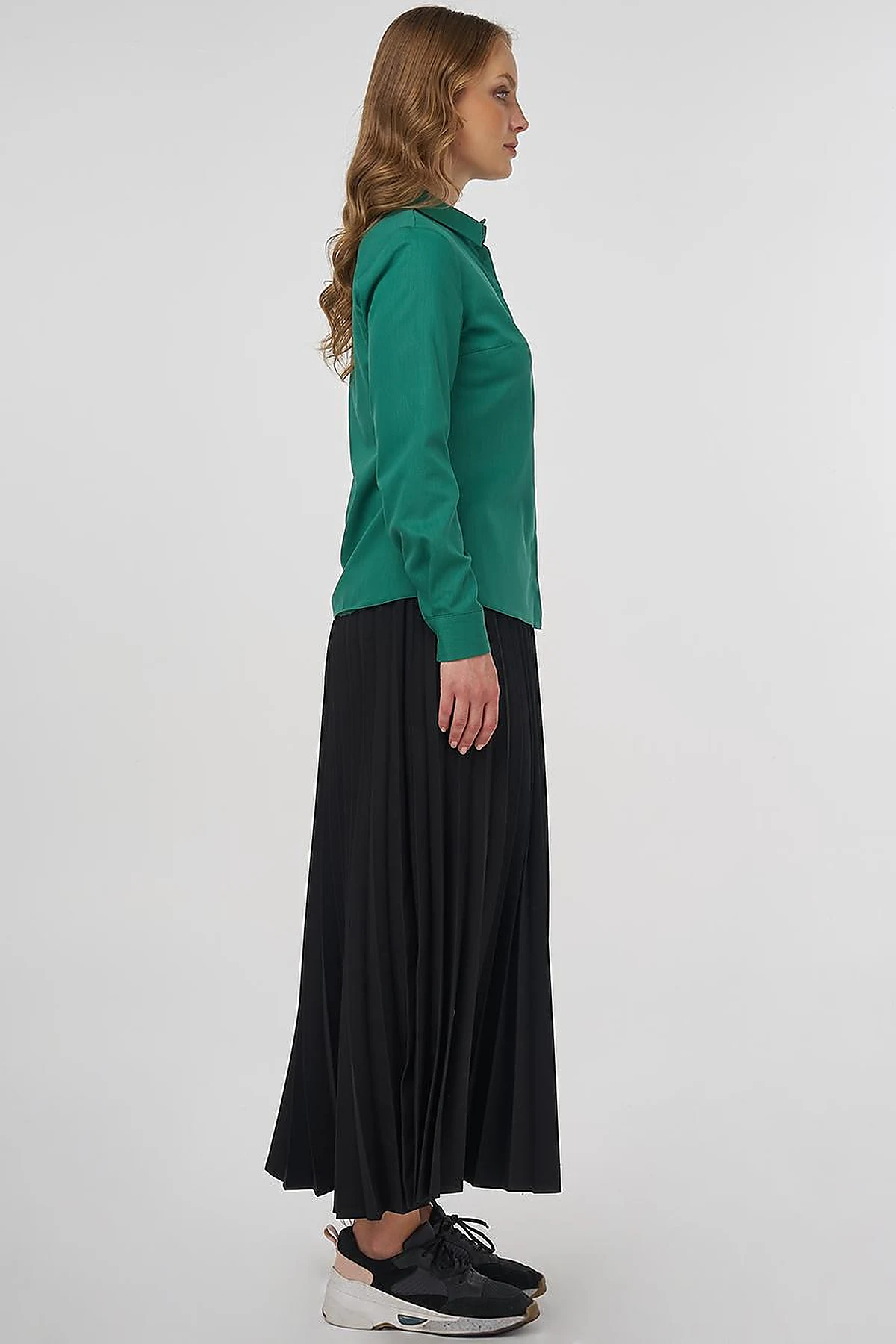 Shirt Collar Blouse - Green