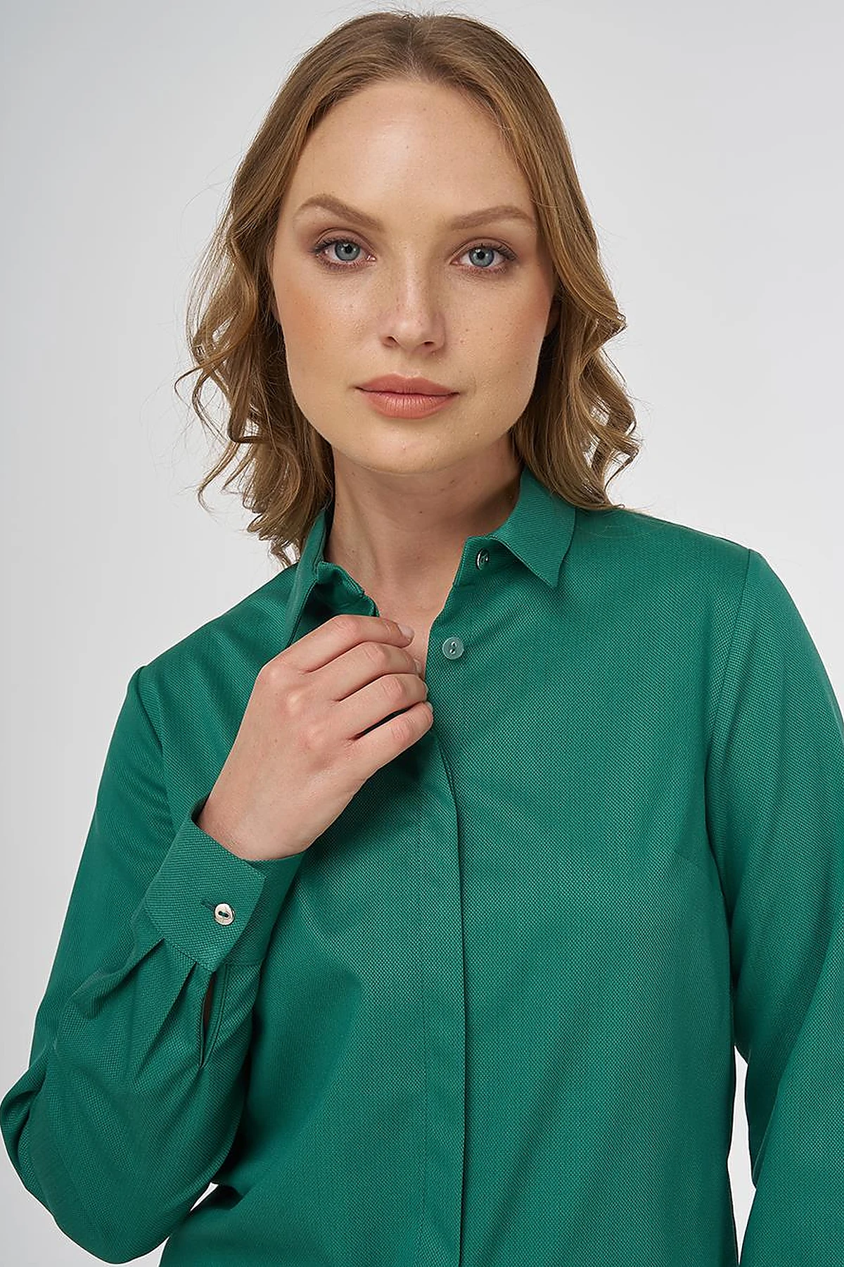 Shirt Collar Blouse - Green