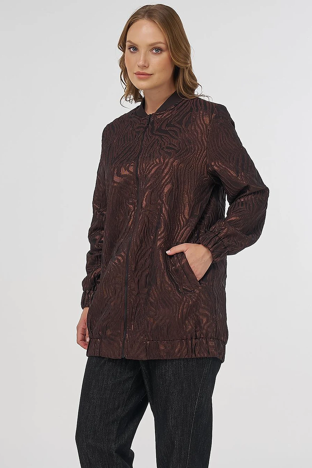 Jacquard Basic Jacket - Brown