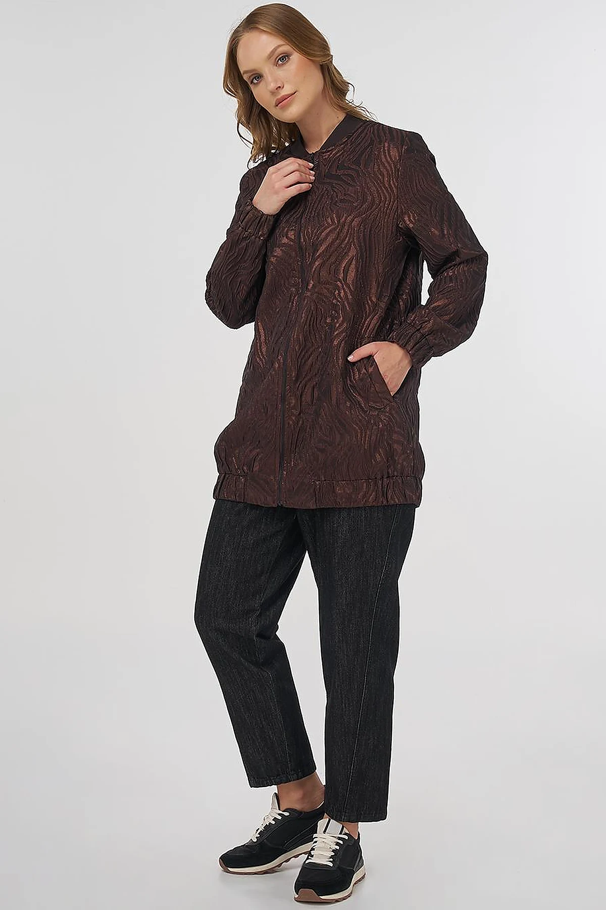 Jacquard Basic Jacket - Brown