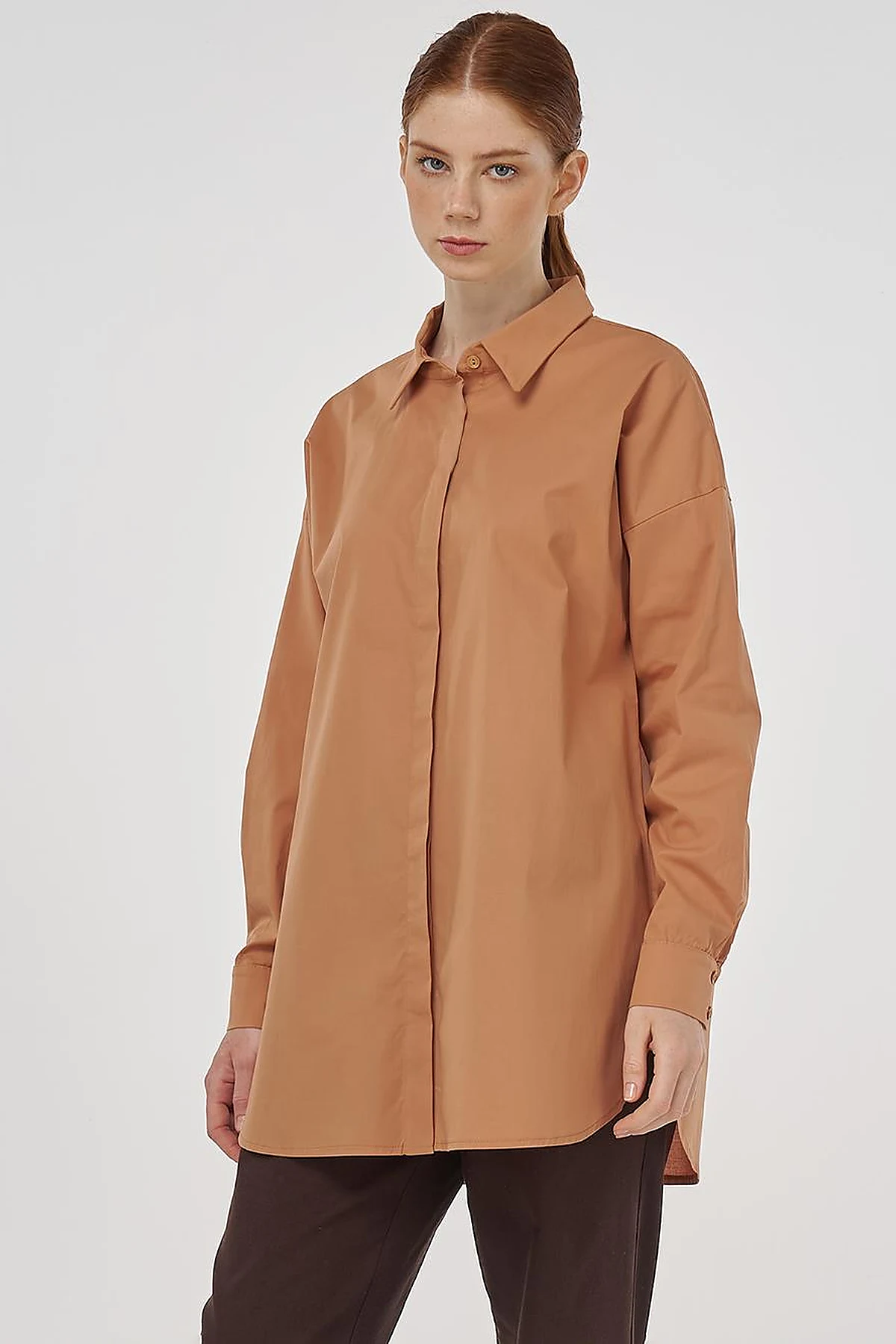 Relaxed Fit Cotton Tunic Camel