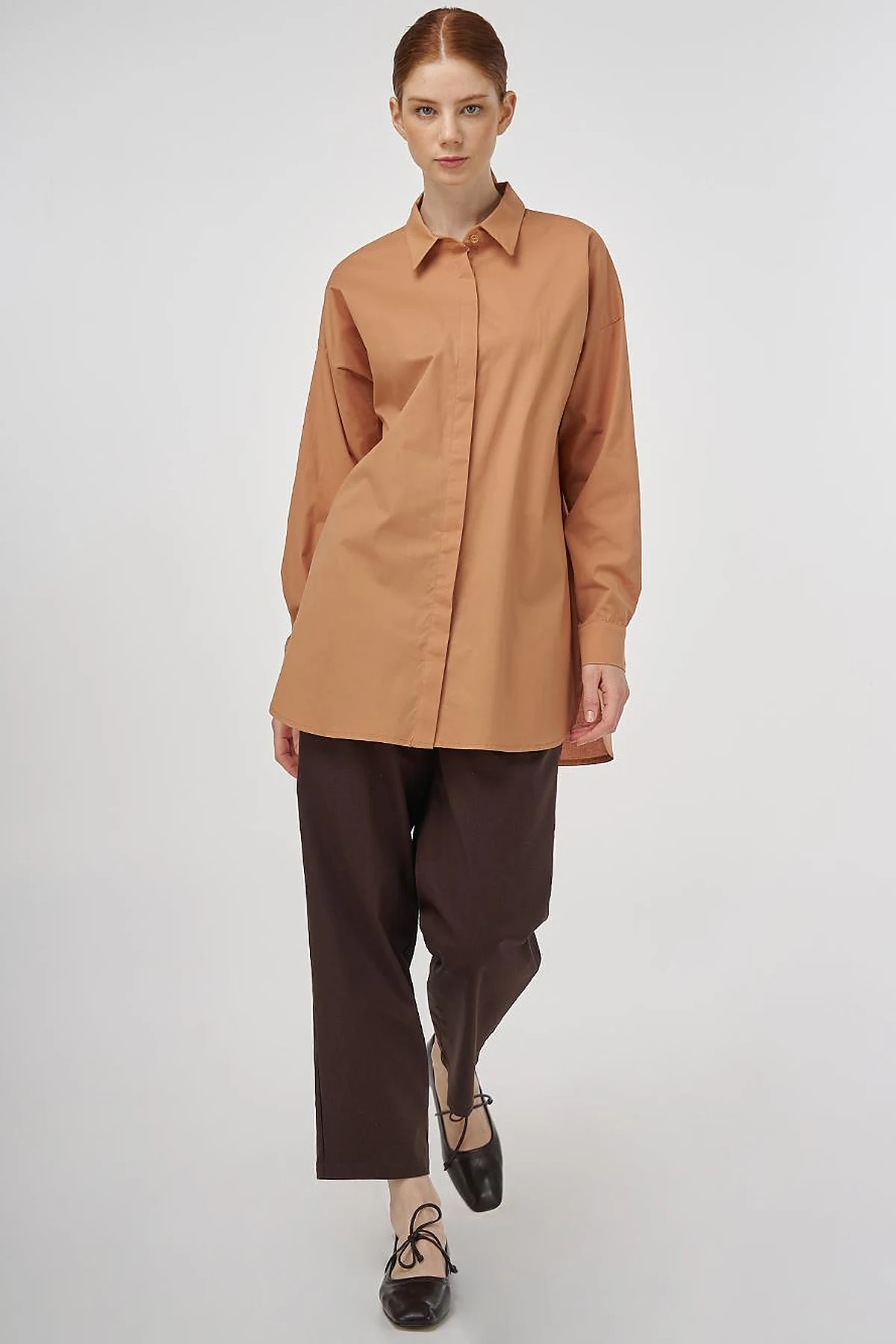 Relaxed Fit Cotton Tunic Camel