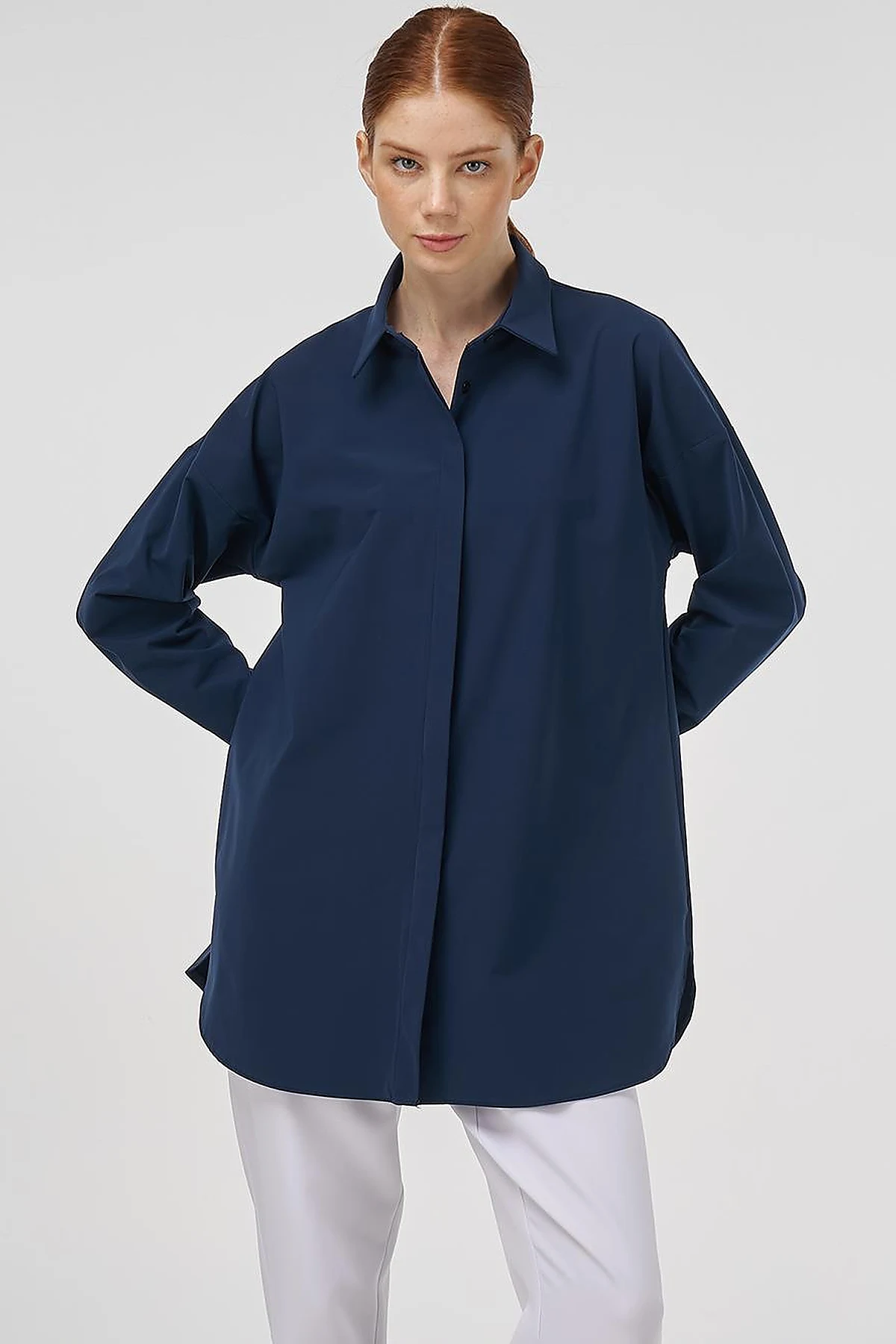 Relaxed Fit Cotton Tunic Dark Navy 