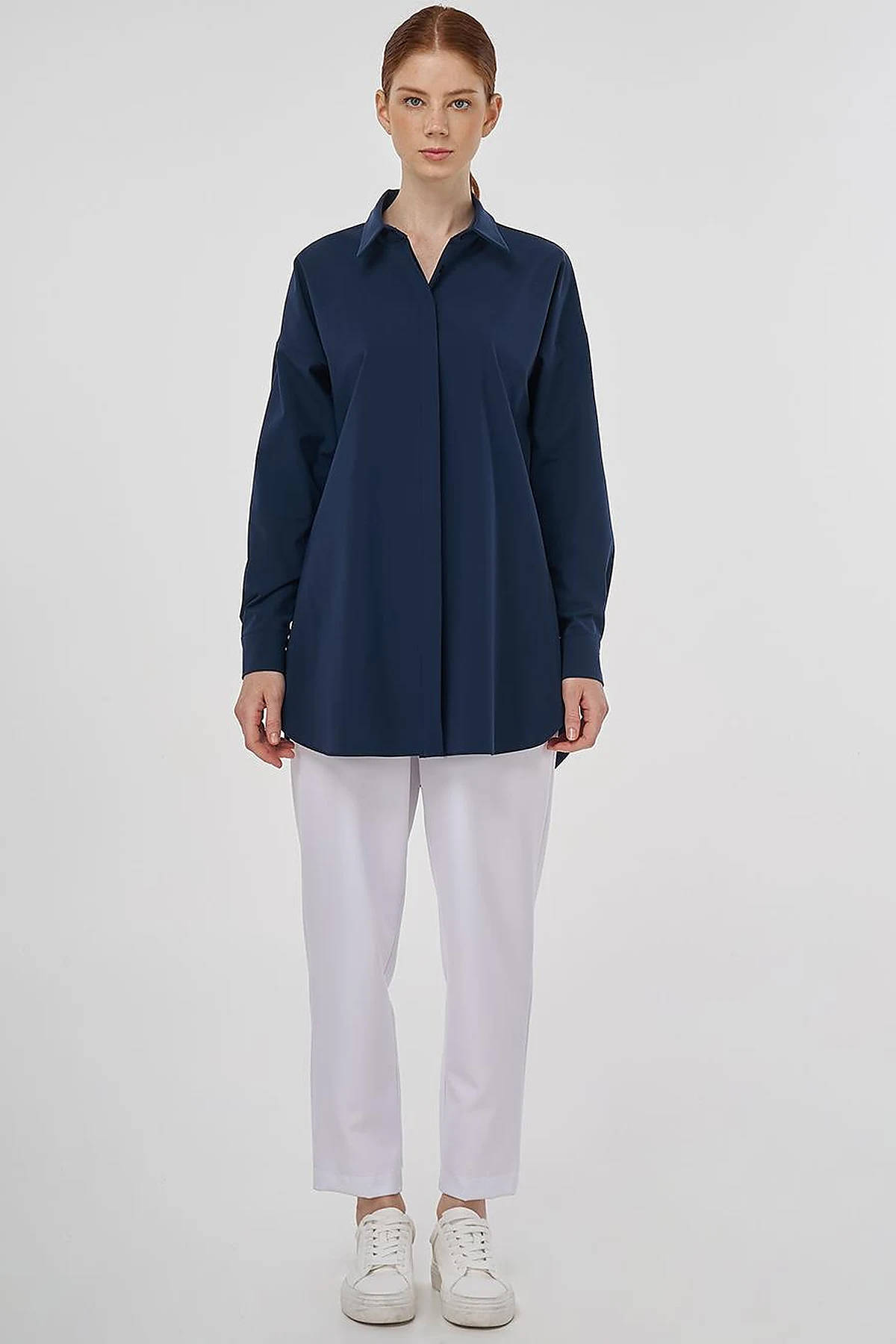 Relaxed Fit Cotton Tunic Dark Navy 