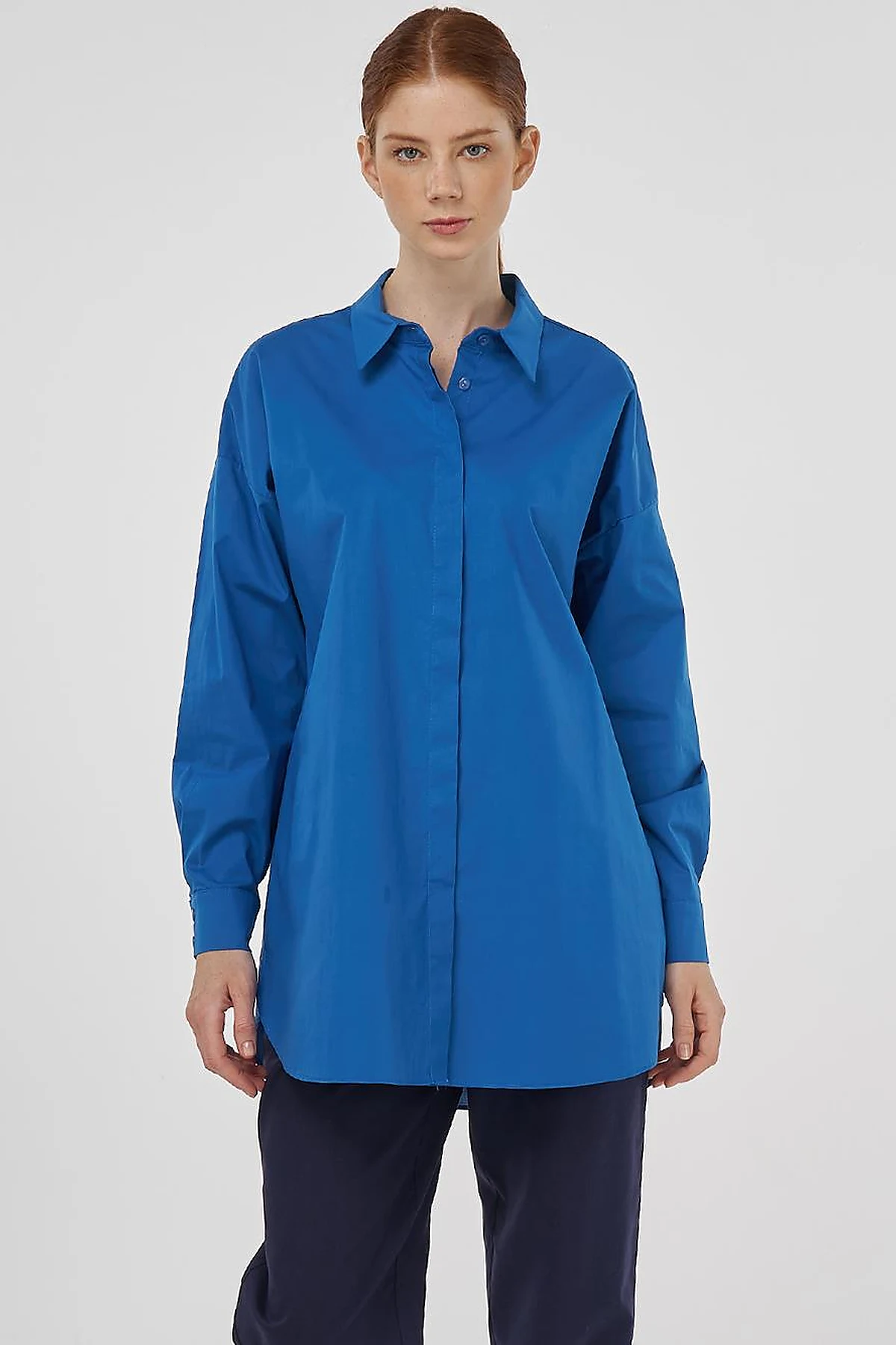Relaxed Fit Cotton Tunic Blue