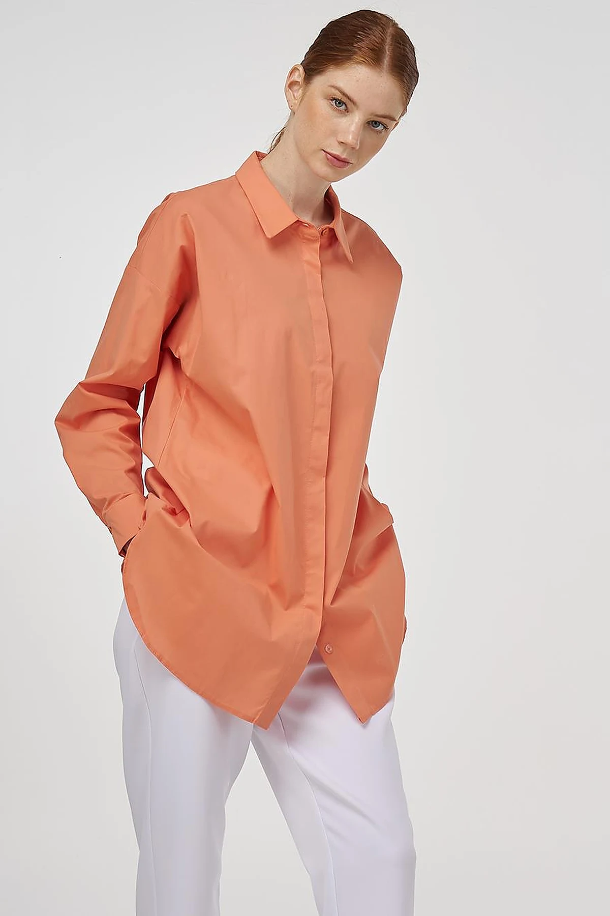 Relaxed Fit Cotton Tunic Peach 