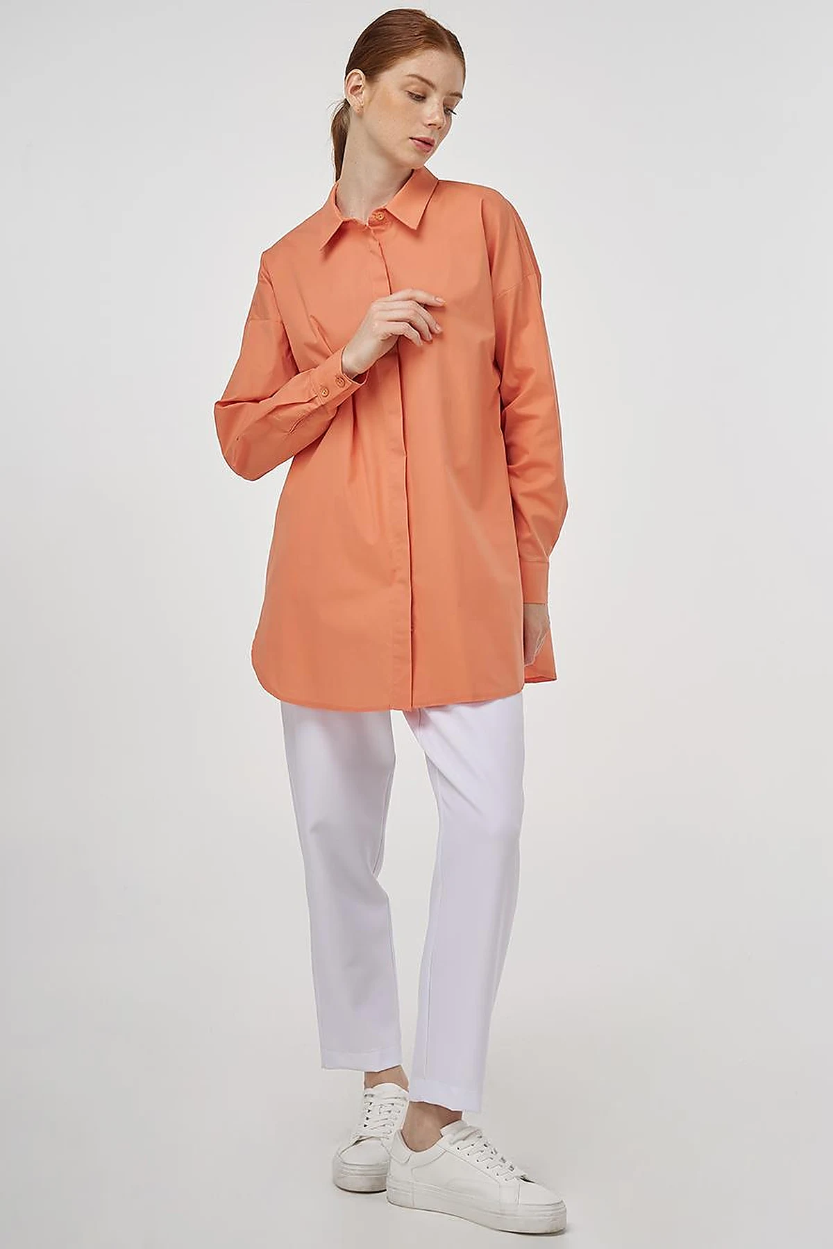 Relaxed Fit Cotton Tunic Peach 