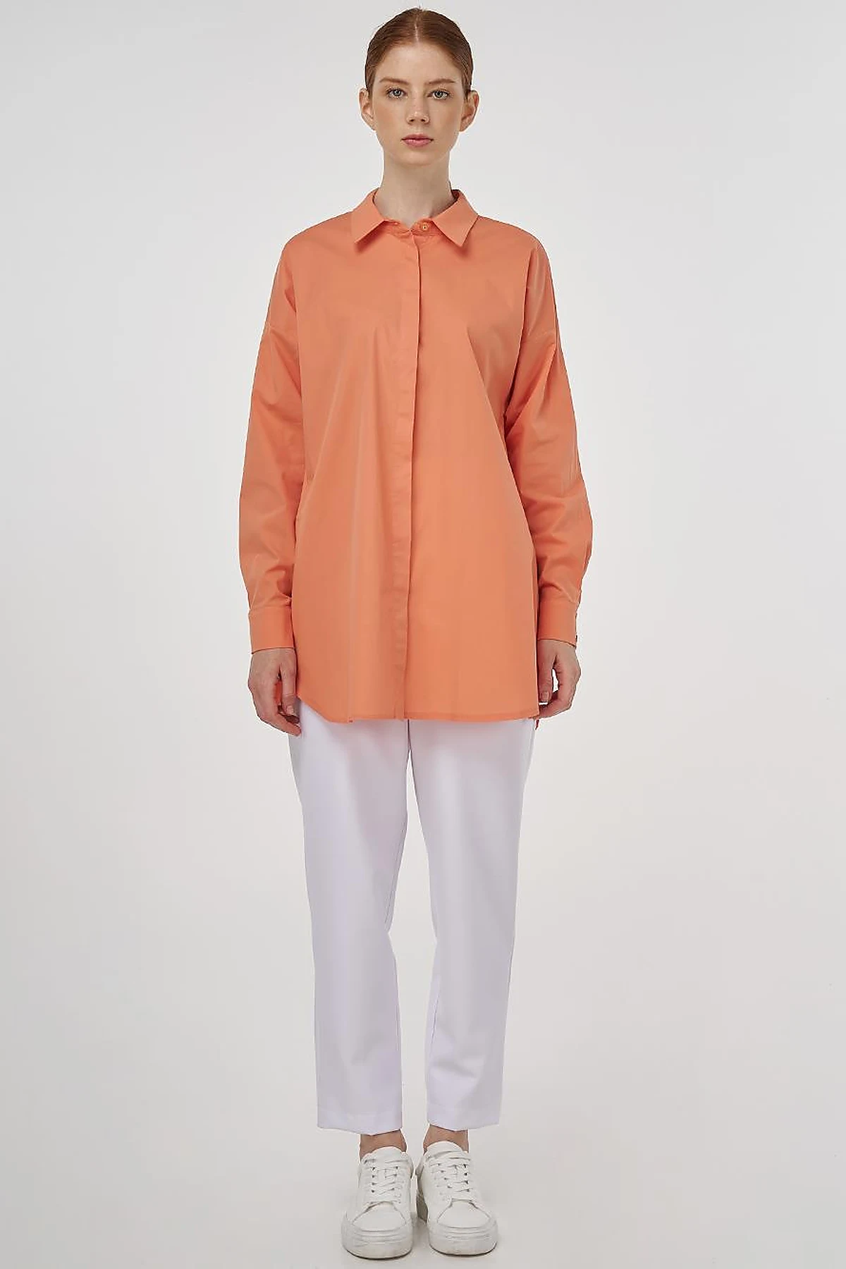 Relaxed Fit Cotton Tunic Peach 