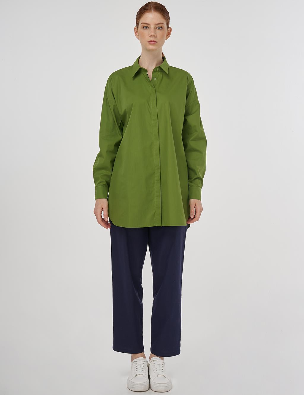 Relaxed Fit Cotton Tunic Green