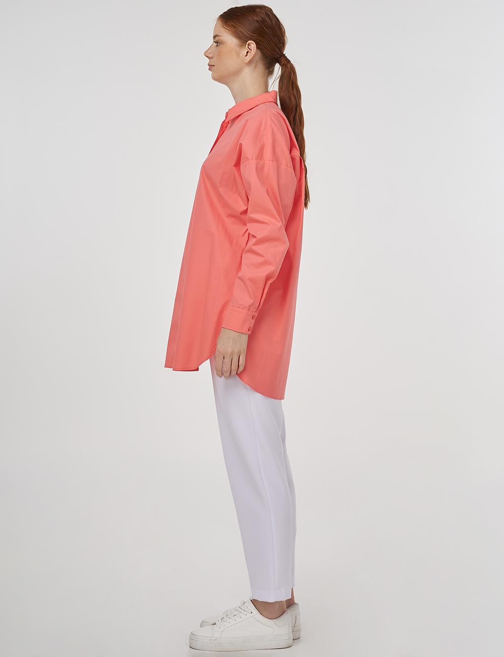Relaxed Fit Cotton Tunic Shell Pink