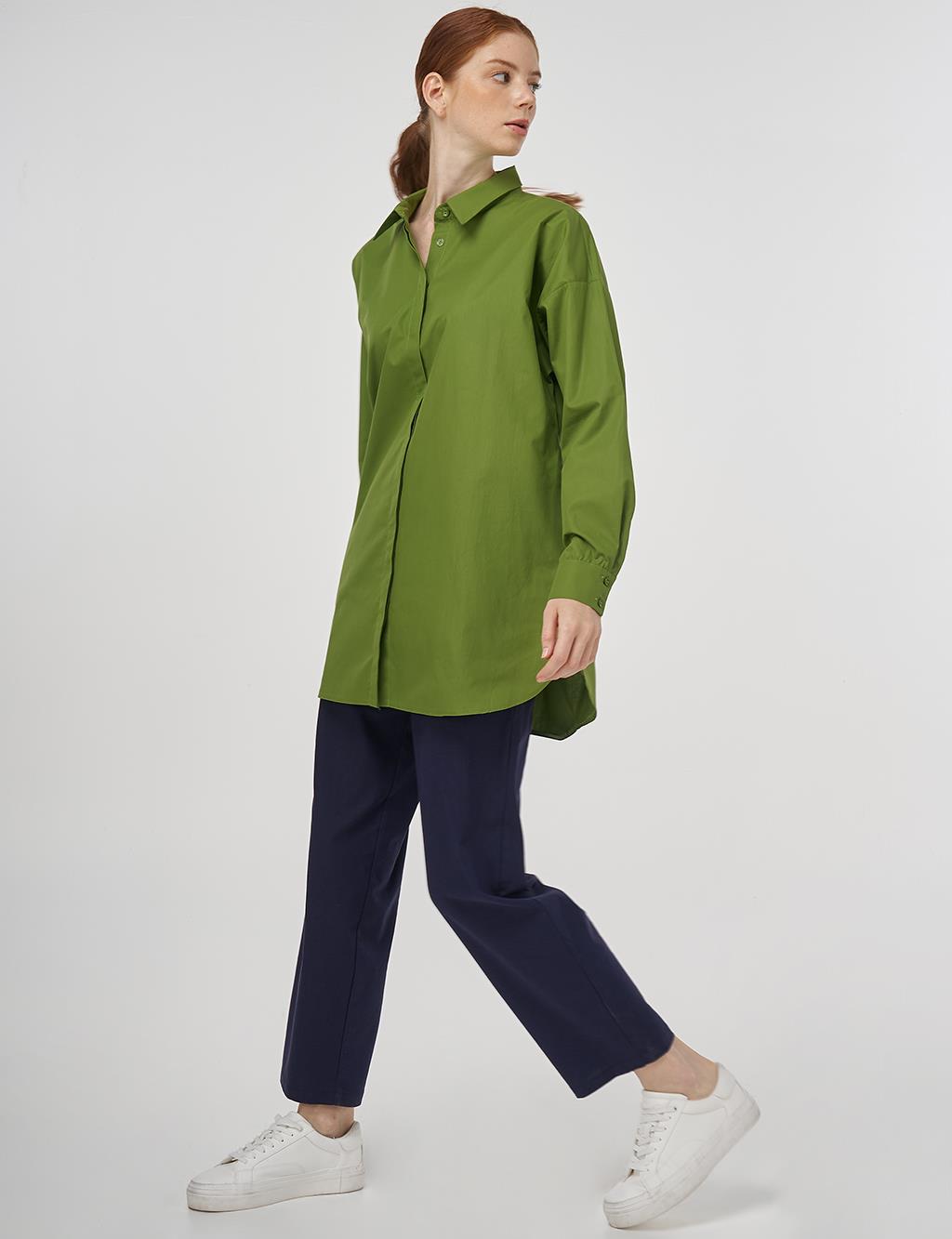 Relaxed Fit Cotton Tunic Green