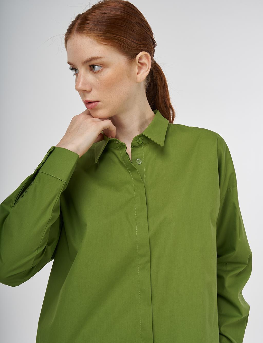 Relaxed Fit Cotton Tunic Green