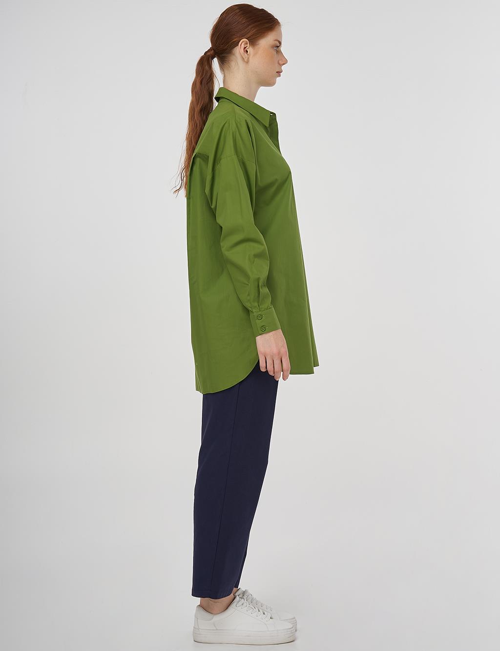 Relaxed Fit Cotton Tunic Green