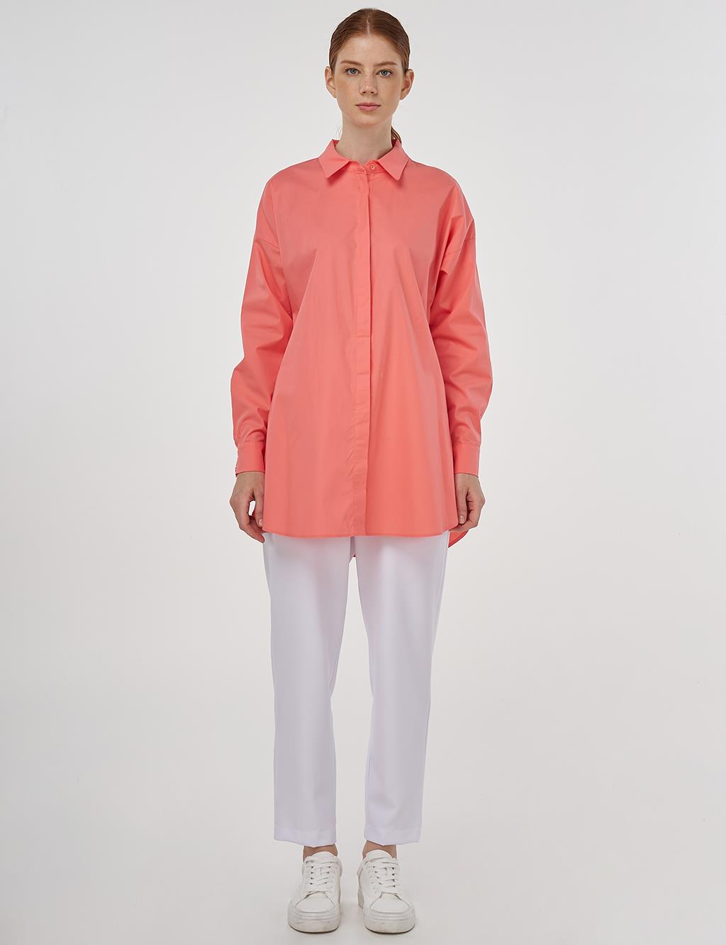 Relaxed Fit Cotton Tunic Shell Pink