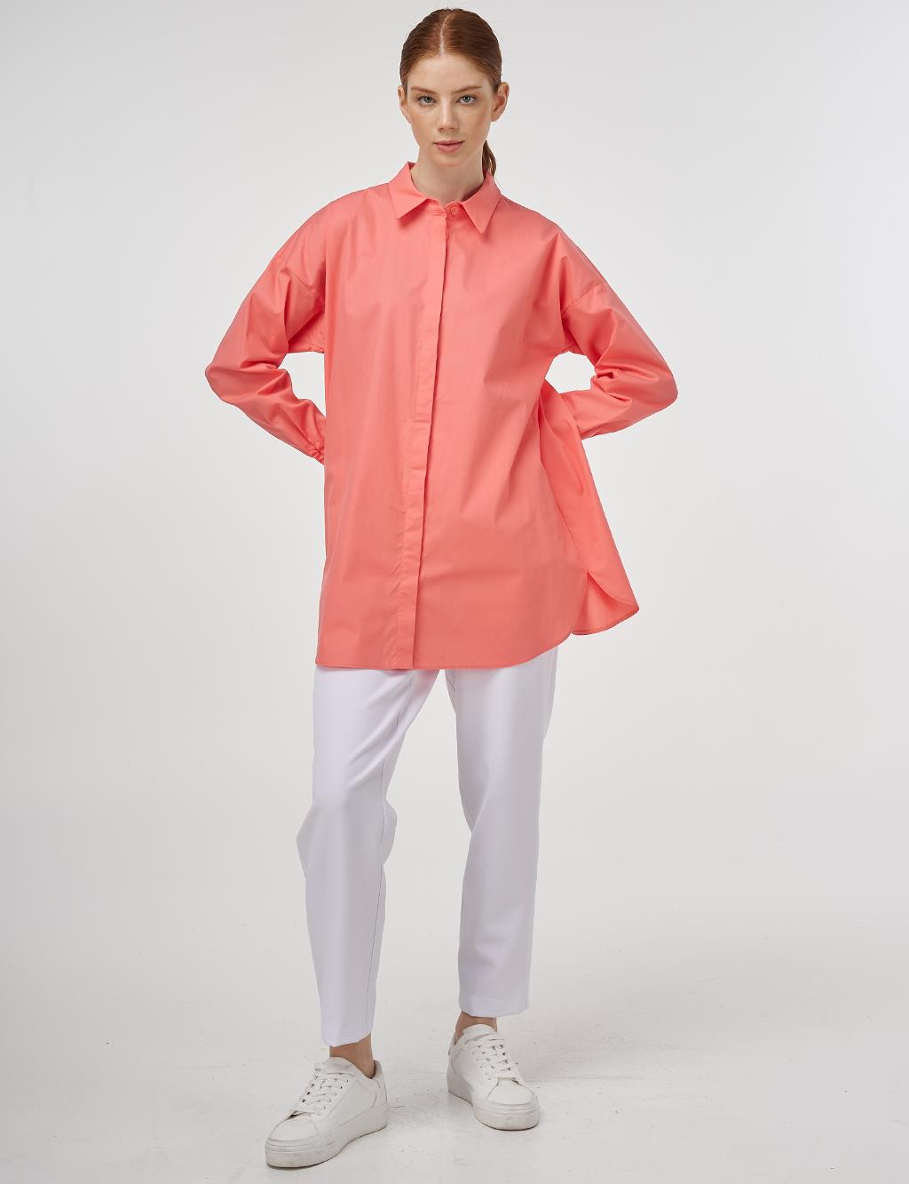 Relaxed Fit Cotton Tunic Shell Pink