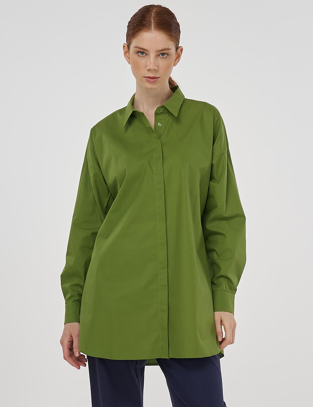 Relaxed Fit Cotton Tunic Green