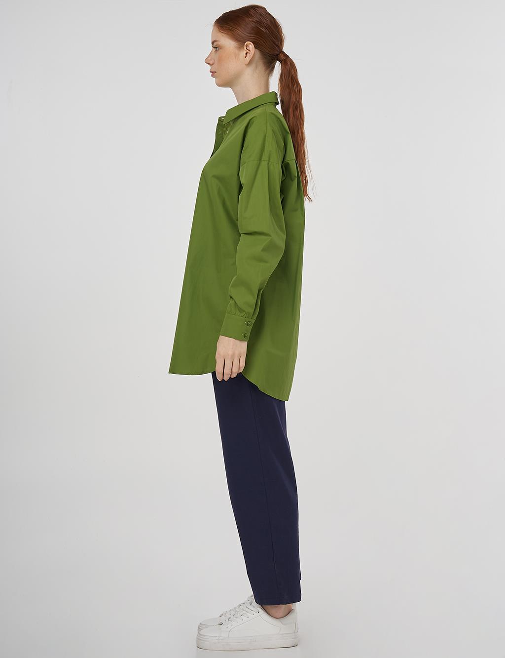 Relaxed Fit Cotton Tunic Green
