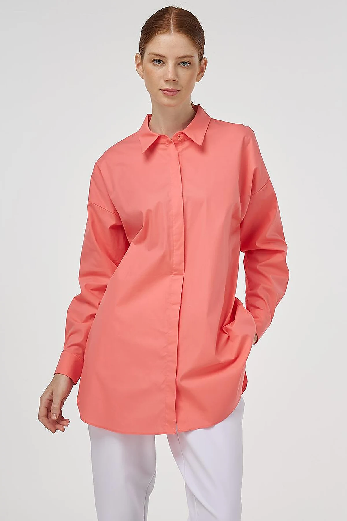 Relaxed Fit Cotton Tunic Shell Pink