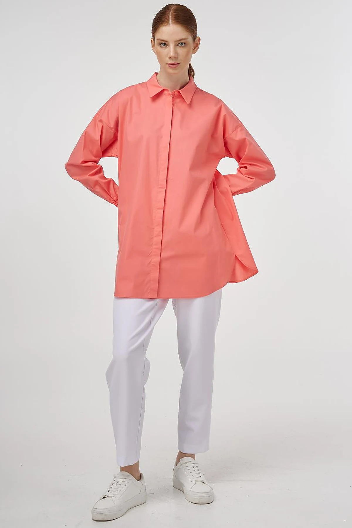 Relaxed Fit Cotton Tunic Shell Pink