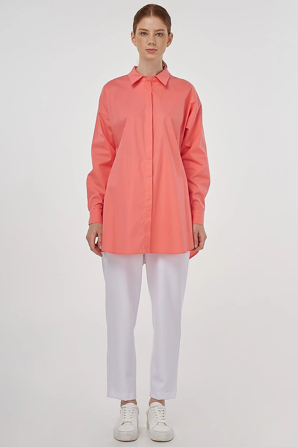 Relaxed Fit Cotton Tunic Shell Pink