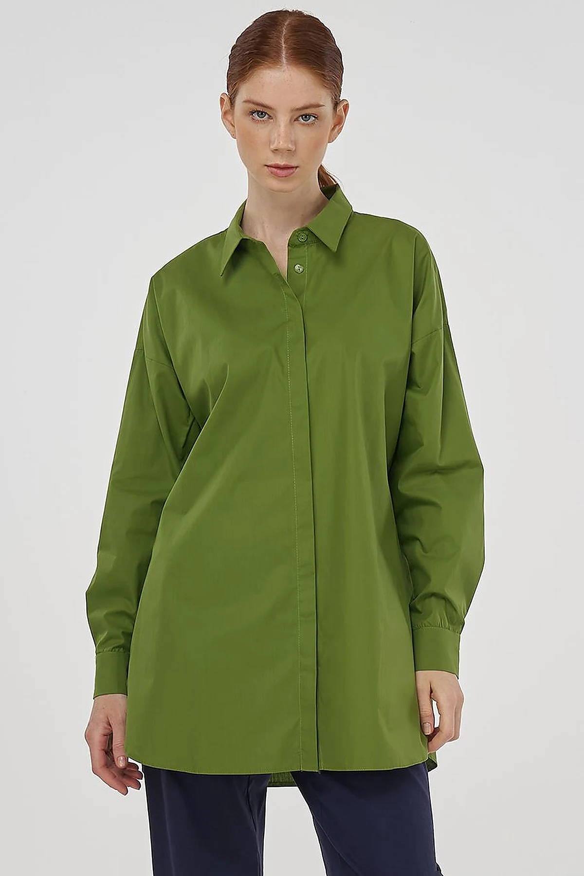 Relaxed Fit Cotton Tunic Green