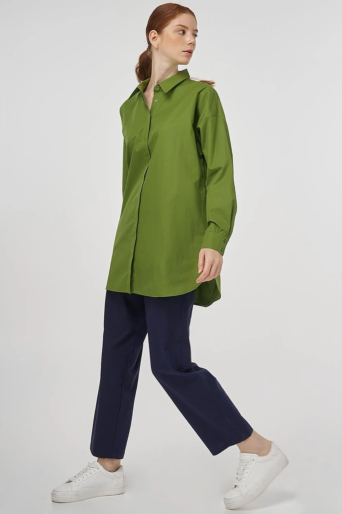 Relaxed Fit Cotton Tunic Green