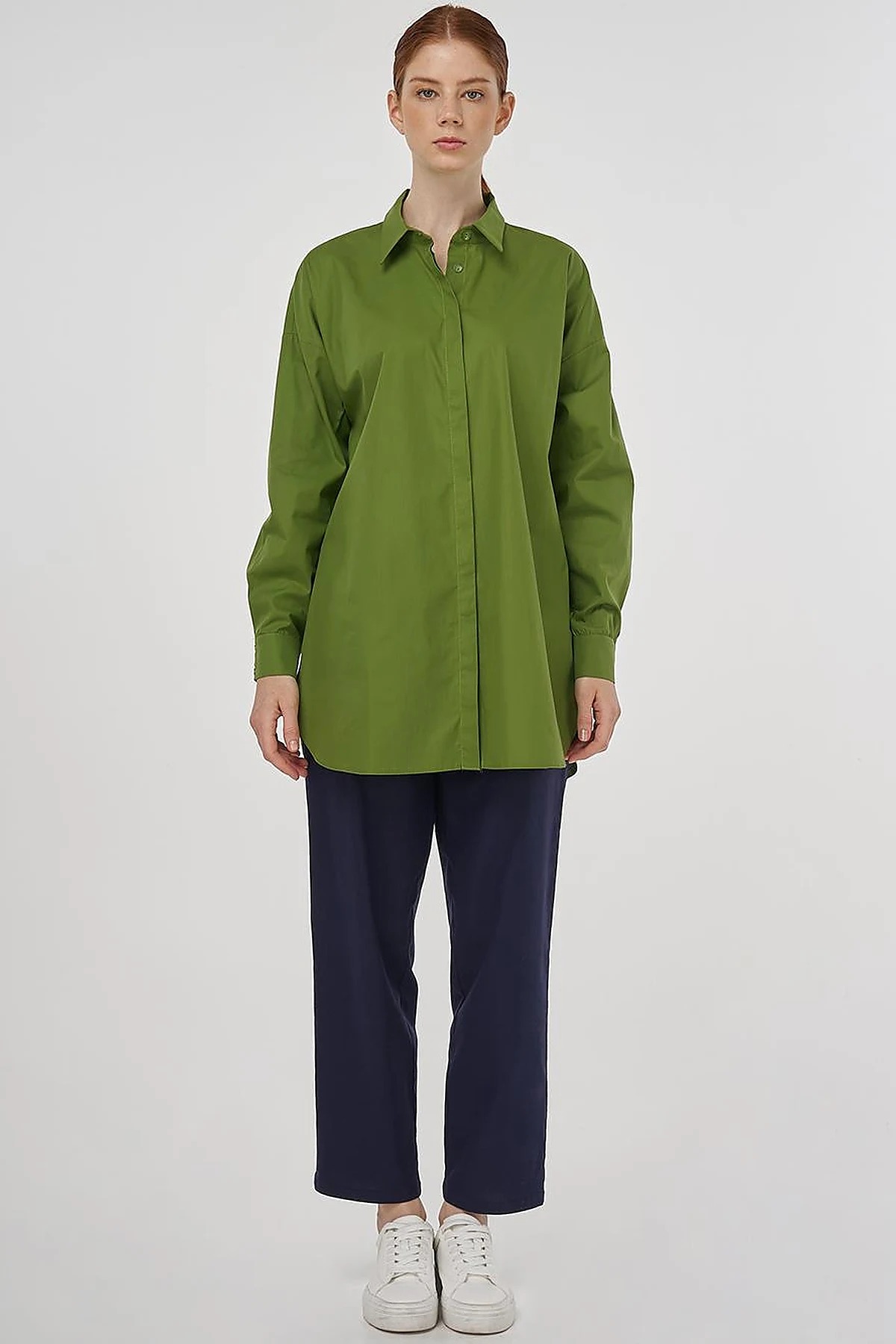 Relaxed Fit Cotton Tunic Green
