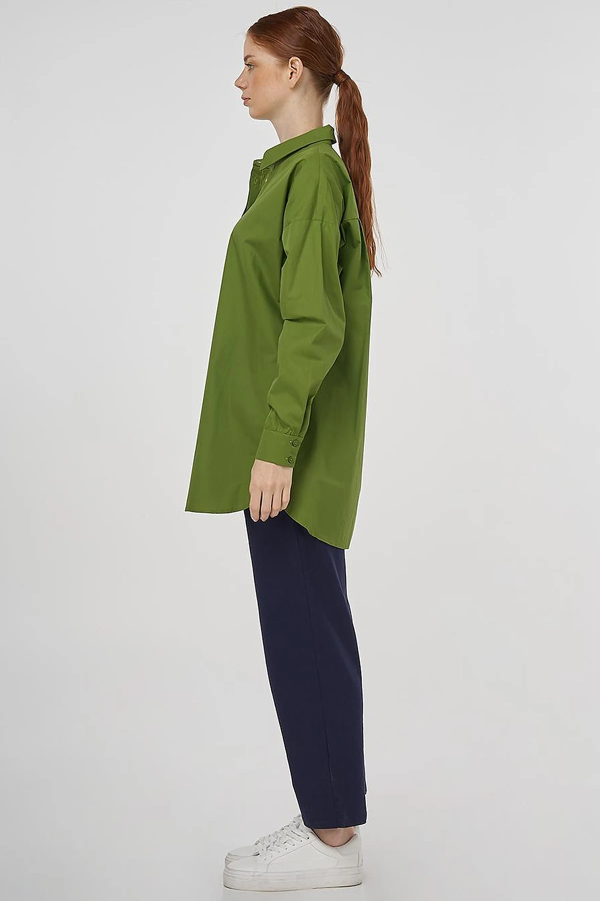 Relaxed Fit Cotton Tunic Green
