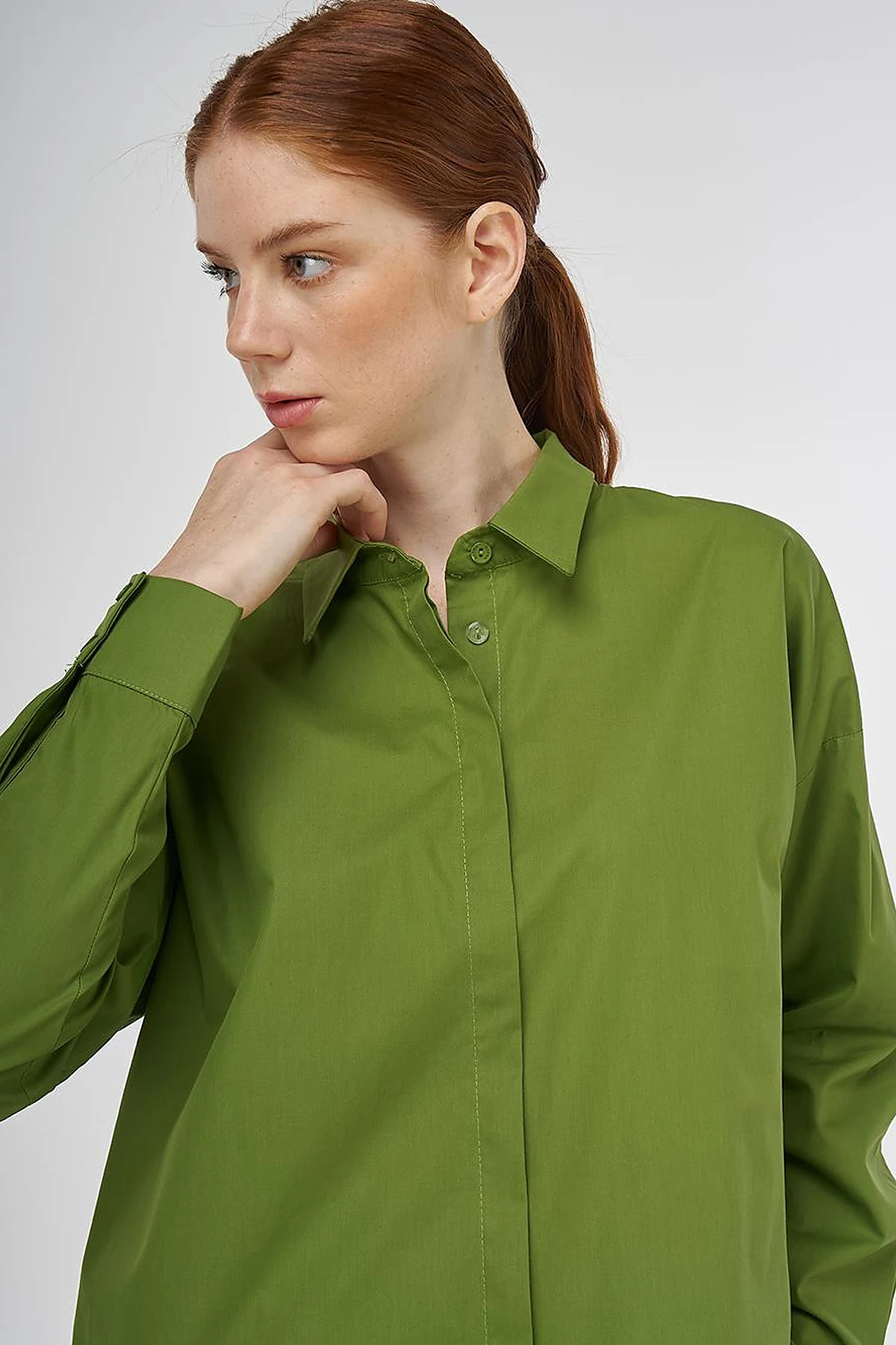 Relaxed Fit Cotton Tunic Green
