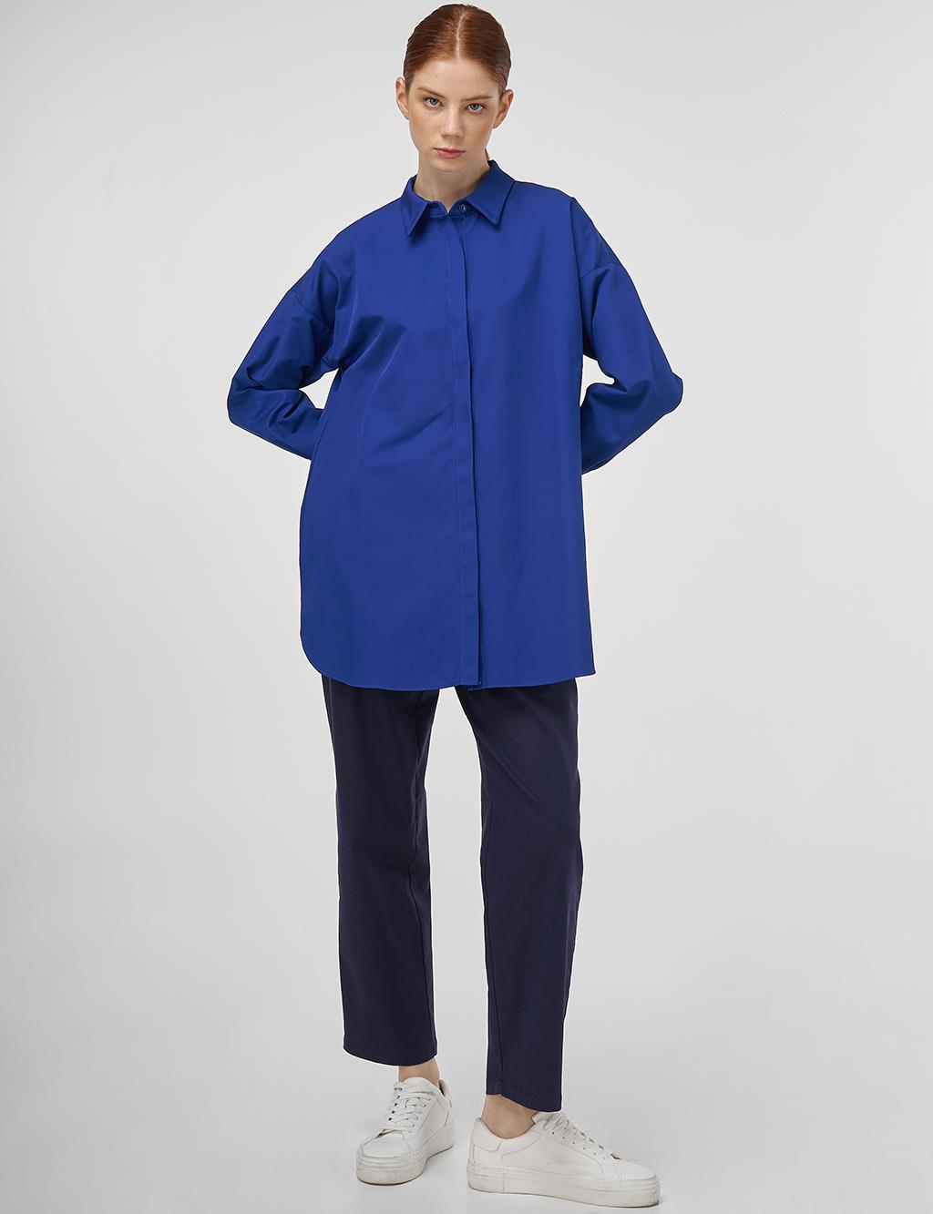 Relaxed Fit Cotton Tunic Indigo