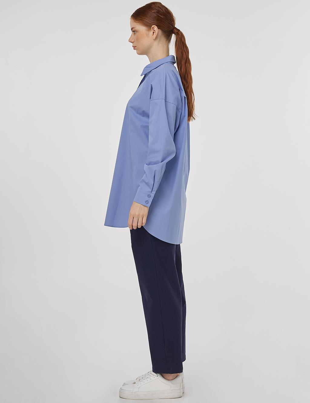 Relaxed Fit Cotton Tunic Air Force Blue 
