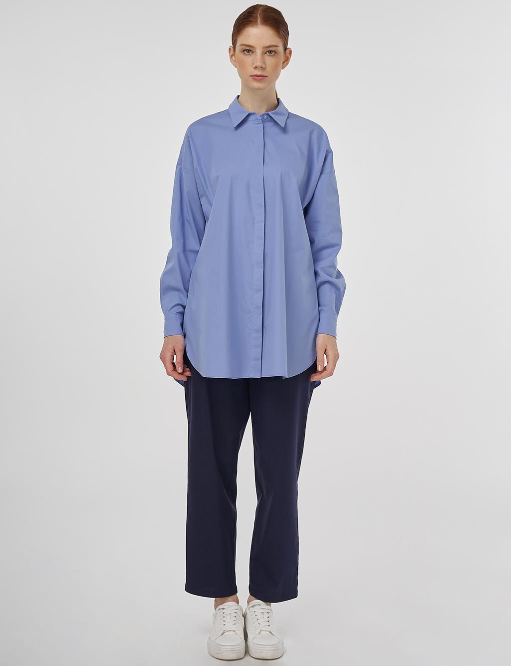Relaxed Fit Cotton Tunic Air Force Blue 