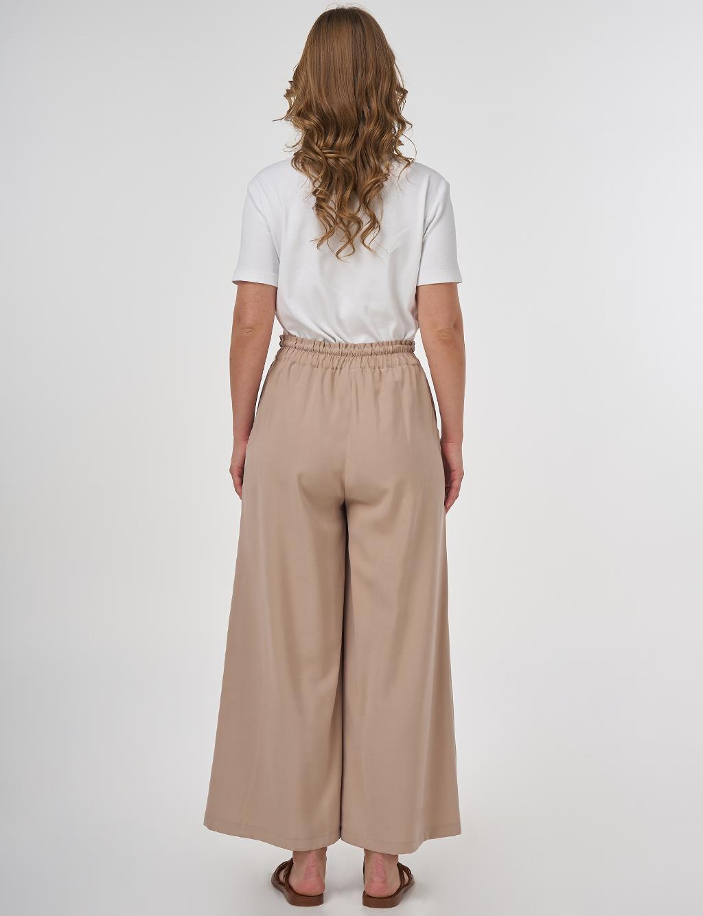 Wide-Leg Rayon Pants Mink 