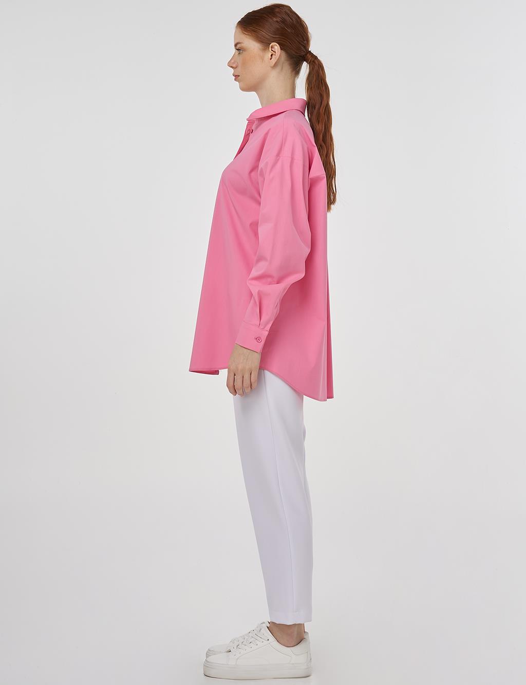 Buttoned Poplin Shirt Pink