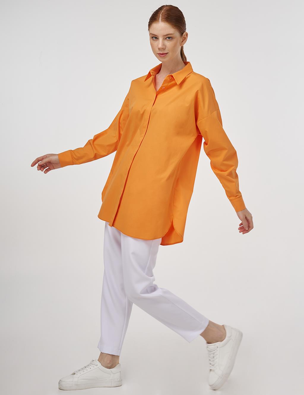 Relaxed Fit Cotton Tunic Light Orange 