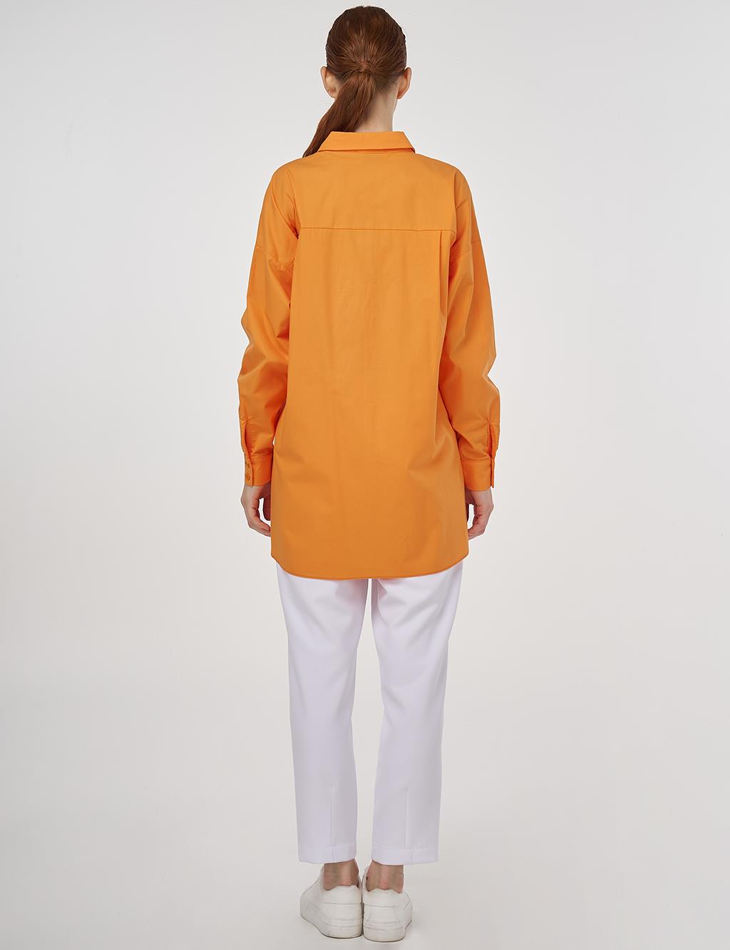 Relaxed Fit Cotton Tunic Light Orange 